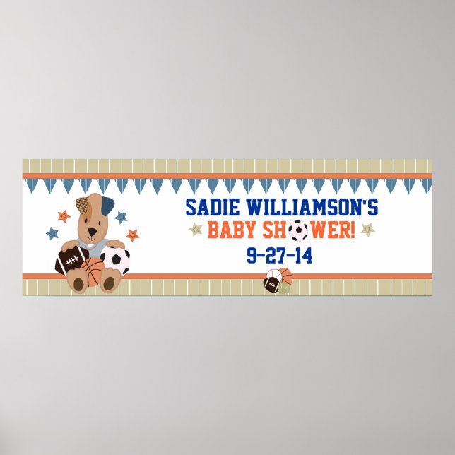 All-Star Puppies Baby Shower Banner Poster (Front)