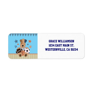 All-Star Puppies Baby Shower Return Address Labels