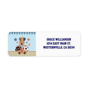 All-Star Puppies Baby Shower Return Address Labels