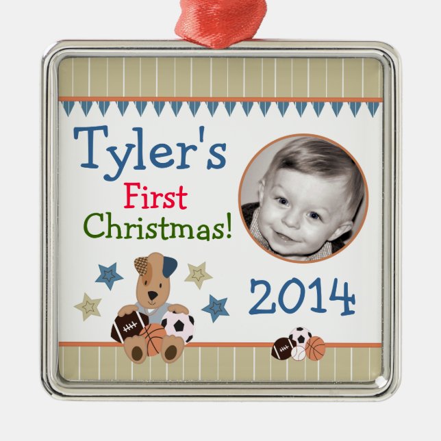 All-Star Puppies Baby's First Christmas Ornament (Front)