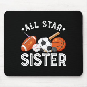 All Star Sister Of The Birthday Boy Sketll Soccer Mouse Mat