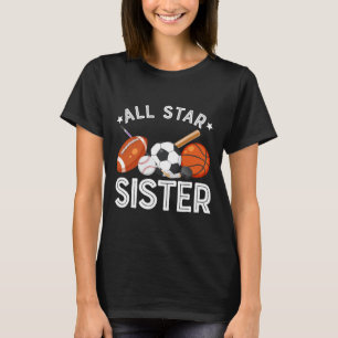 All Star Sister Of The Birthday Boy Sketll Soccer  T-Shirt