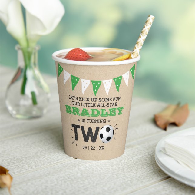 All-star Soccer Ball 2nd Birthday Paper Cups (Insitu)
