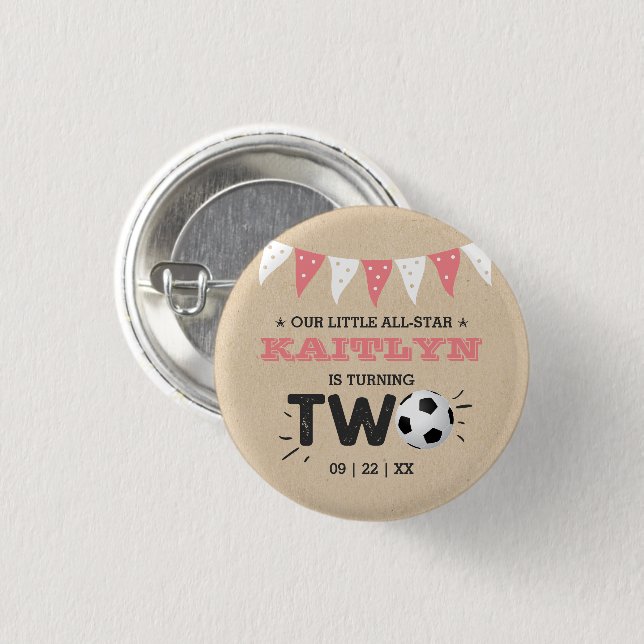 All-star Soccer Ball 2nd Birthday Party 3 Cm Round Badge (Front & Back)