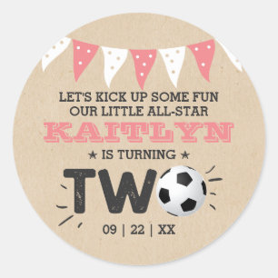 All-star Soccer Ball 2nd Birthday Party Favour Classic Round Sticker