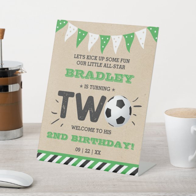 All-star Soccer Ball 2nd Birthday Welcome Pedestal Sign (In SItu)