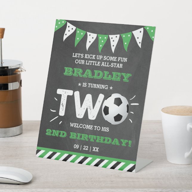 All-star Soccer Ball 2nd Birthday Welcome Pedestal Sign (In SItu)