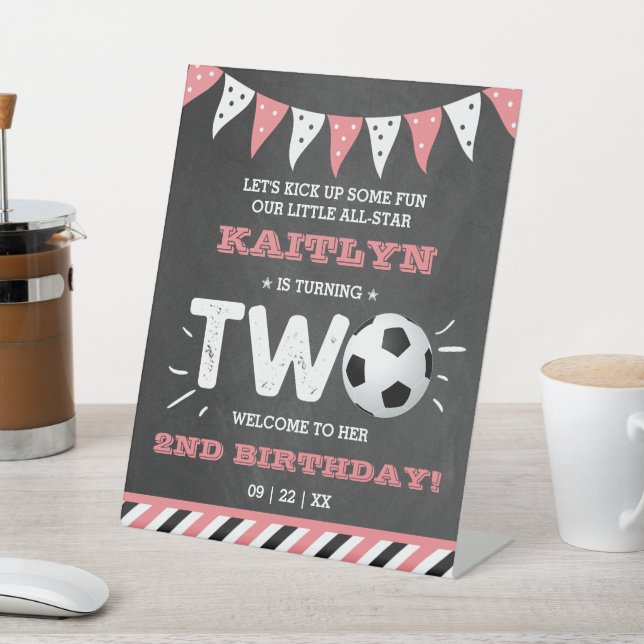 All-star Soccer Ball 2nd Birthday Welcome Pedestal Sign (In SItu)