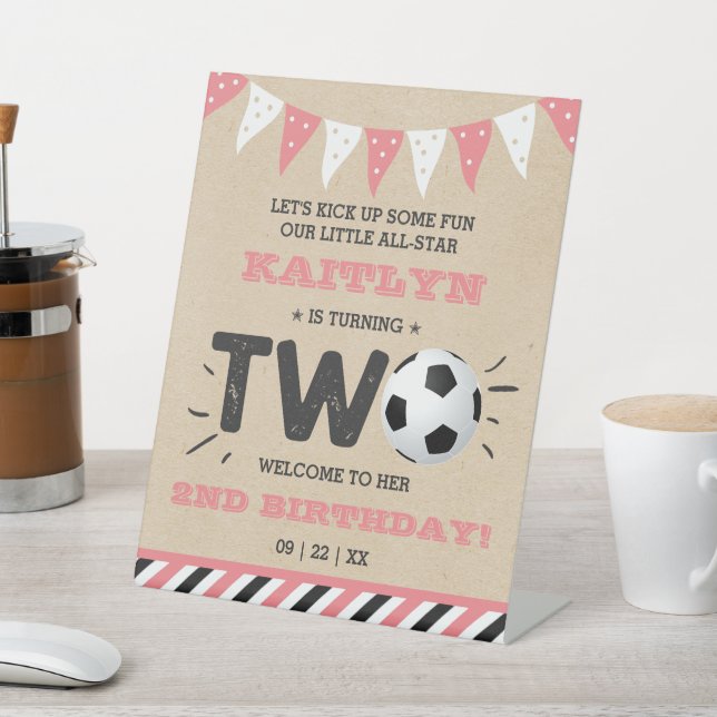 All-star Soccer Ball 2nd Birthday Welcome Pedestal Sign (In SItu)