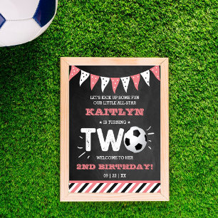 All-star Soccer Ball 2nd Birthday Welcome Poster