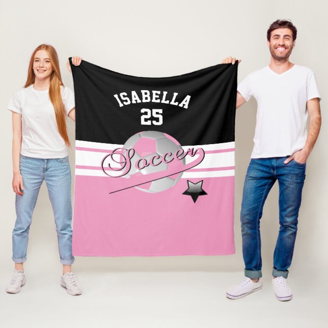 All Star Soccer | Pink Fleece Blanket (In Situ)