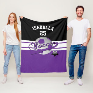 All Star Soccer   Purple Fleece Blanket