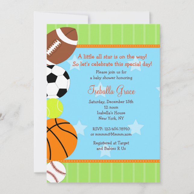 All Star Sport Baby Shower Invitation (Front)