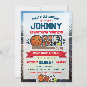 All Star Sport First Birthday Invitation