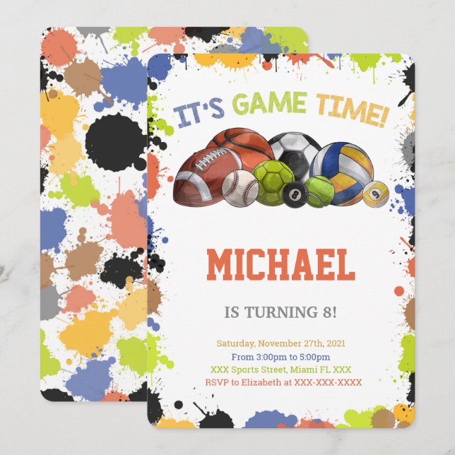 All Star Sport Invitations (Front/Back)