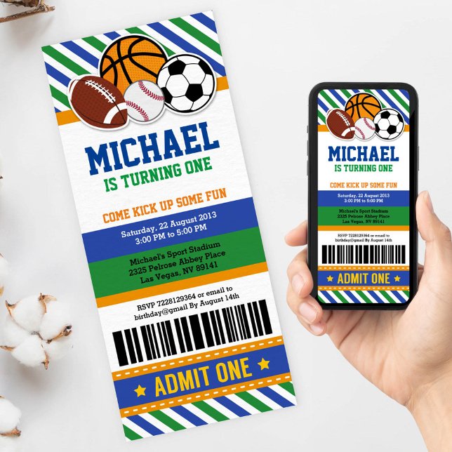 All Star Sport Ticket Pass Birthday Invitation (Creator Uploaded)