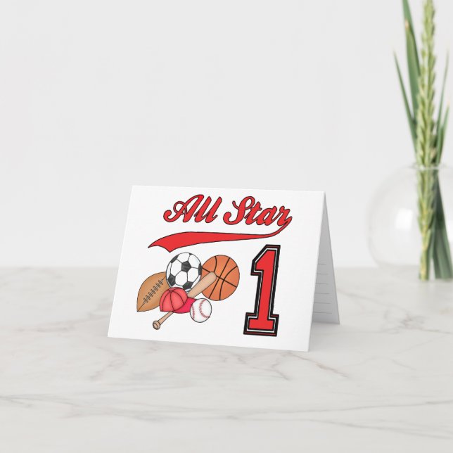 All Star Sports 1st Birthday Fill-in Invitation (Front)