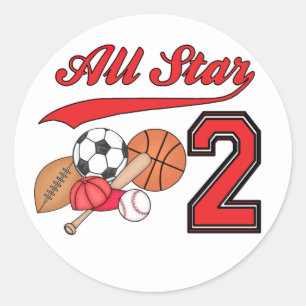 All Star Sports 2nd Birthday Classic Round Sticker