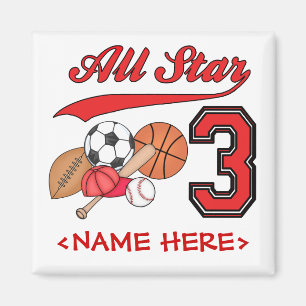 All Star Sports 3rd Birthday Magnet