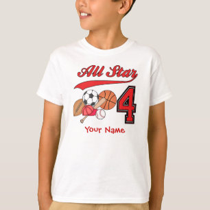 All Star Sports 4th Birthday Personalised T-Shirt