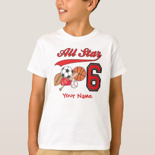 All Star Sports 6th Birthday Personalised T-Shirt