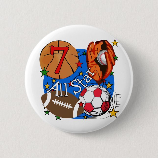 All Star Sports 7th Birthday Tshirts and Gifts 6 Cm Round Badge (Front)