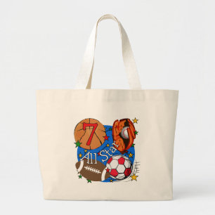 All Star Sports 7th Birthday Tshirts and Gifts Large Tote Bag