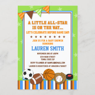 All-Star Sports Baby Shower Invitation Card