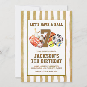 All Star Sports Ball Games Birthday Party  Invitation