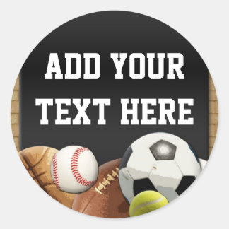 All Star Sports Balls Personalised Name Boy's Classic Round Sticker