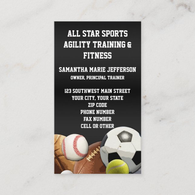 All Star Sports Balls w/ Brick Wall Business Card (Front)