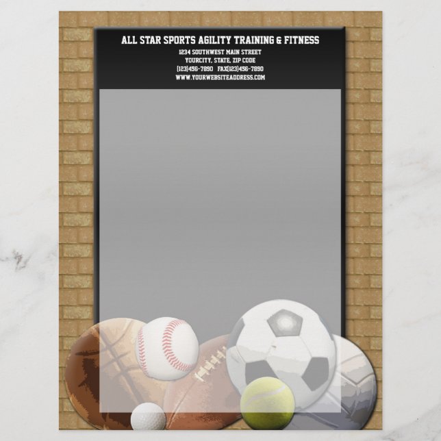 All Star Sports Balls w/ Brick Wall Customised Letterhead (Front)