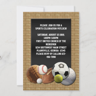 All Star Sports Balls w/ Brick Wall Invitation