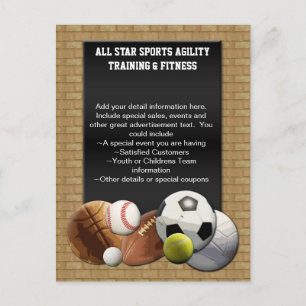 All Star Sports Balls w/ Brick Wall Postcard