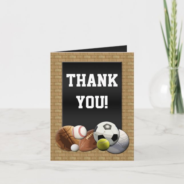 All Star Sports Balls w/ Brick Wall Thank You Card (Front)