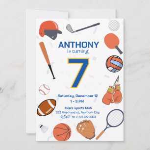 All-Star Sports Birthday Bash 3 Invitation