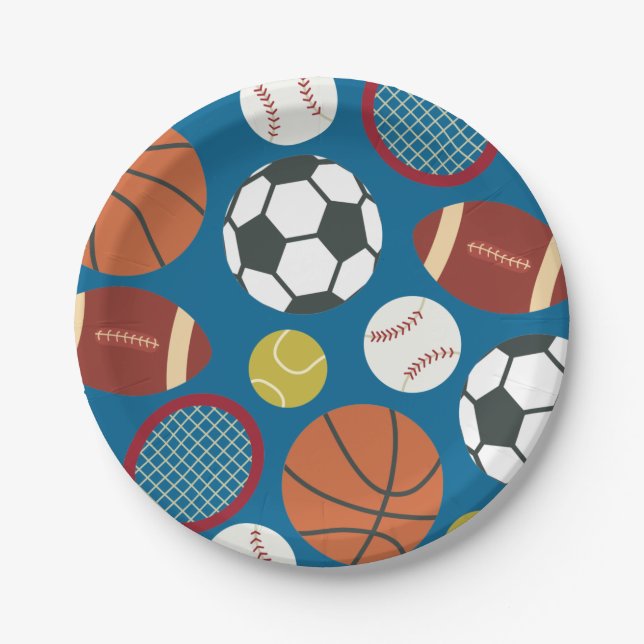 All-Star Sports Birthday Paper Plates (Front)