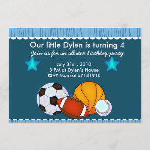 All Star Sports Birthday Party invitation