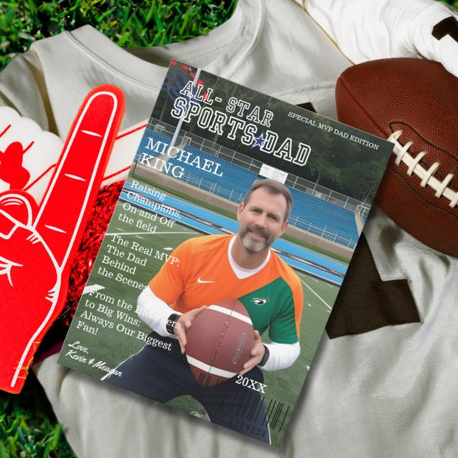 All-Star Sports Dad Magazine Cover Card (Custom Sports Dad Magazine Cover Card - Personalized Father’s Day Gift | Zazzle)
