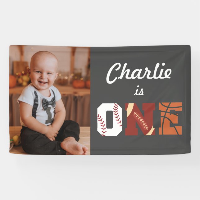 All-Star Sports First Birthday Photo Banner (Horizontal)