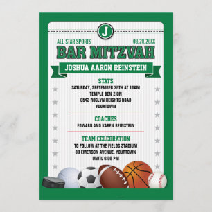 All Star Sports Green Trading Card Bar Mitzvah