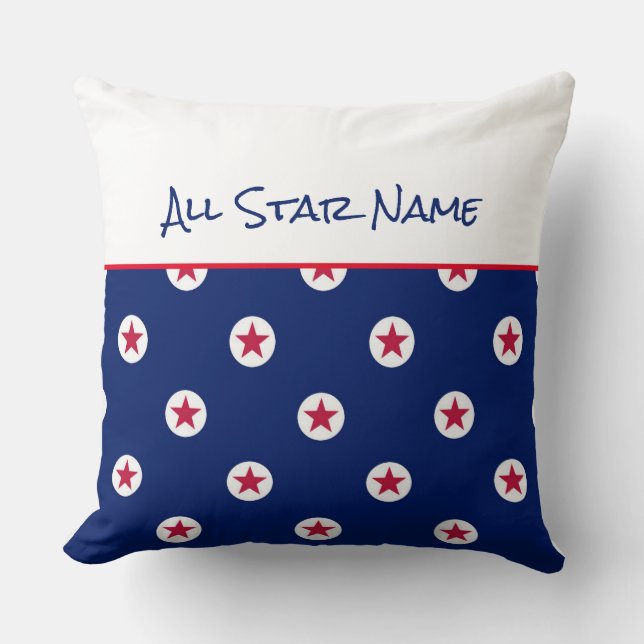 All Star Sports NAME Red White Blue Excellence Cushion (Front)