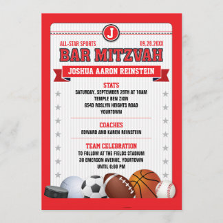 All Star Sports Red Trading Card Bar Mitzvah