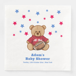 All Star Teddy Bear Football Sport Baby Shower Napkin