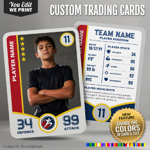 All Stars Custom Trading Card Editable Team Colour