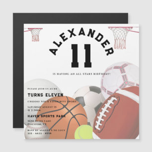 All Stars Kids Birthday Party Magnetic Invitation