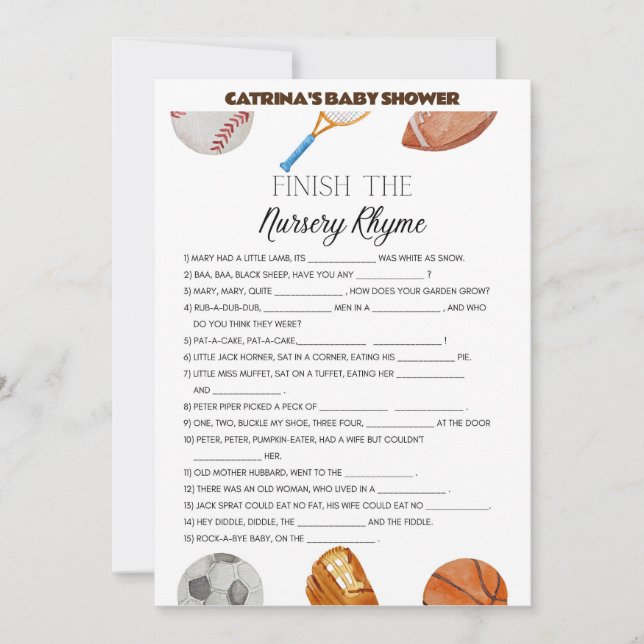 All Stars Sports Baby Shower - Editable Name, 5x7 Invitation (Front)