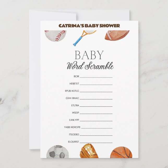 All Stars Sports Baby Shower - Editable Name, 5x7 Invitation (Front)