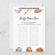 All Stars Sports Baby Shower - Editable Name, 5x7