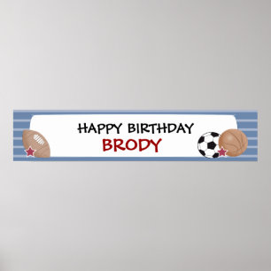 ALL STARS Sports Birthday or Baby Shower Banner Poster